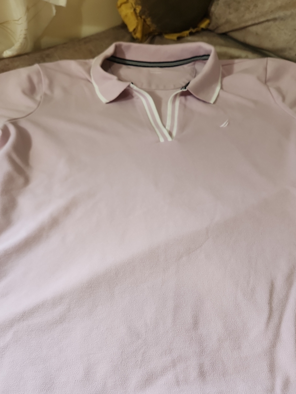 Nautica Light Muted Lavendar Short Sleeve Polo with Contrast Trim
